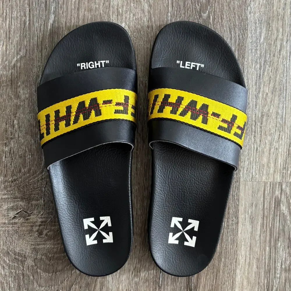 Off-White Industrial Belt Slides Men’s in Black Yellow - Size: EU 42